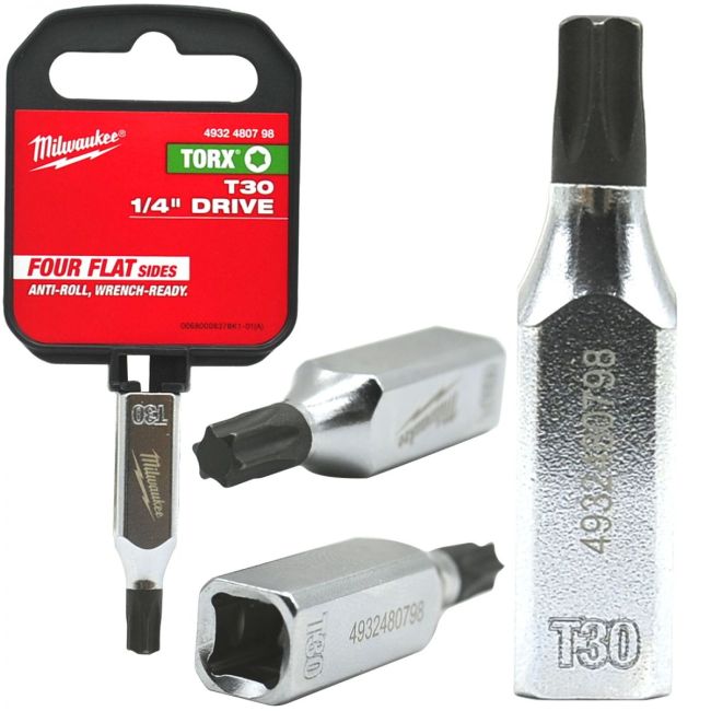 Головка торцева хромована 1/4'' MILWAUKEE з бітою Torx TX30 (4932480798)
