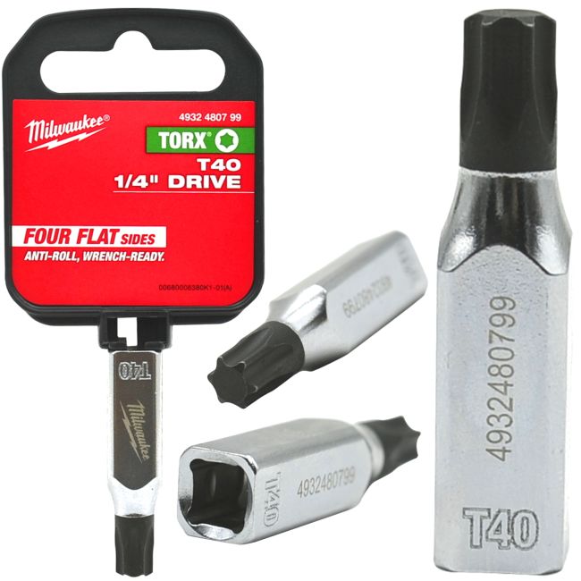 Головка торцева хромована 1/4'' MILWAUKEE з бітою Torx TX40 (4932480799)