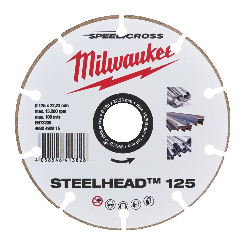 Диск алмазний Speedcross STEELHEAD 125 MILWAUKEE, діаметр 125мм, (метал, нержавійка) (4932492015)