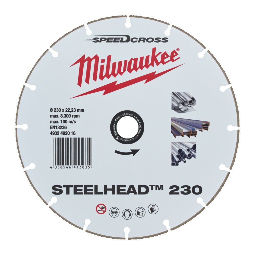 Диск алмазний Speedcross STEELHEAD 230 MILWAUKEE, діаметр 230мм, (метал, нержавійка) (4932492016)