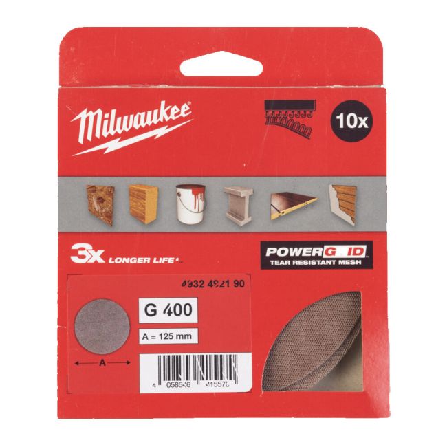Сітка шліфувальна PG Mesh HL MILWAUKEE, діаметр 125мм, зерно 400, (10шт) (4932492190)