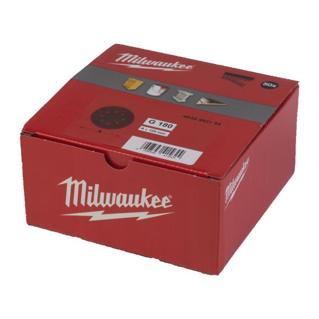Папір шліфувальний MILWAUKEE діаметр 125/8 HL, зерно 180, (50шт) (4932492195)