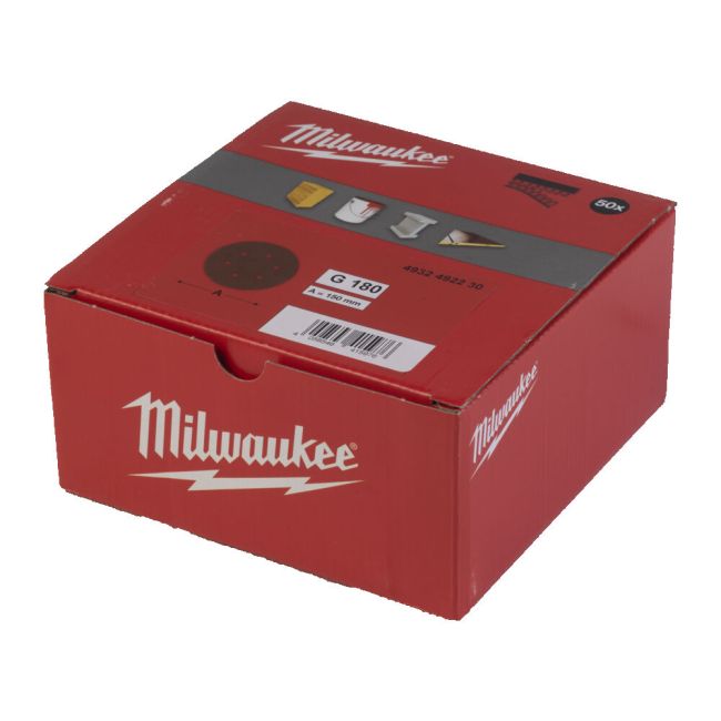 Папір ліфувальний MILWAUKEE діаметр 150мм//6 HL, зерно 180, (50шт) (4932492230)