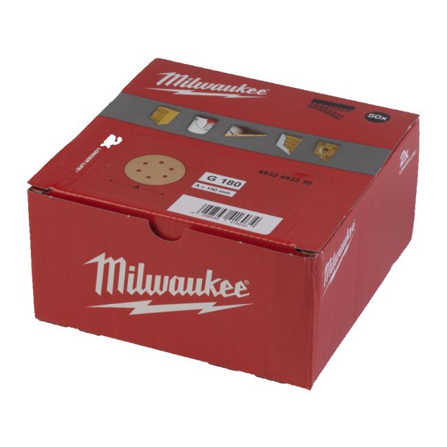 Папір шліфувальний HP MILWAUKEE діаметр 150мм/6 HL, зерно 180, (50шт) (4932492236)