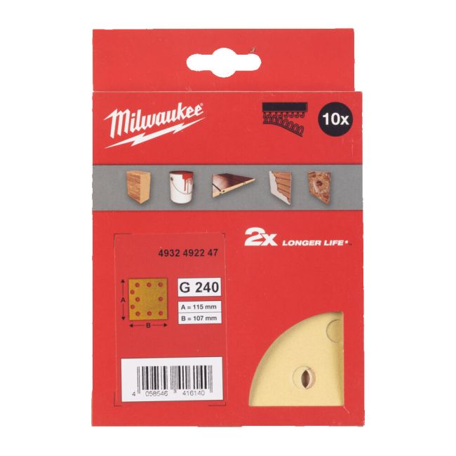 Папір шліфувальний HP MILWAUKEE, 115х107мм HL, зерно 240, (10шт) (4932492247)