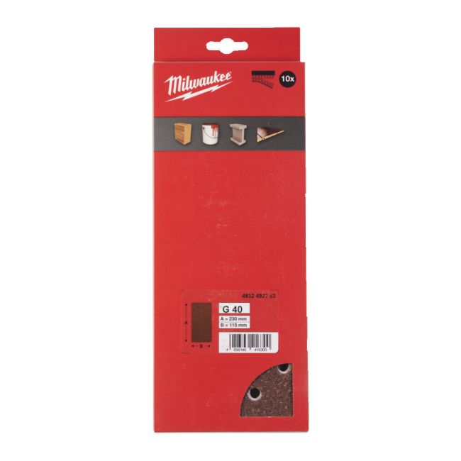 Папір щліфувальний MILWAUKEE, 115x230мм HL, зерно 40, (10шт) (4932492263)