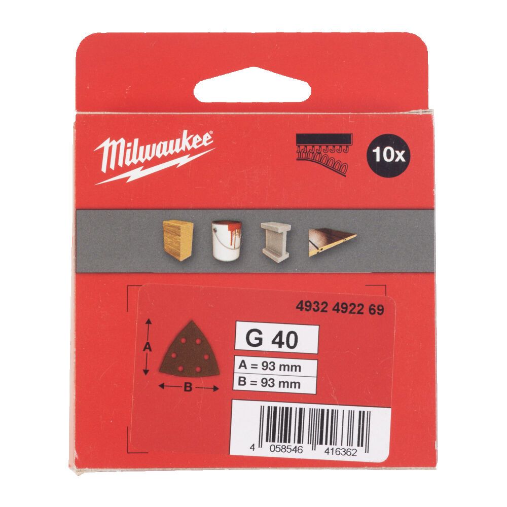 Папір шдіфувальний MILWAUKEE, 93х93х93мм HL, зерно 60, (10шт) (4932492270)