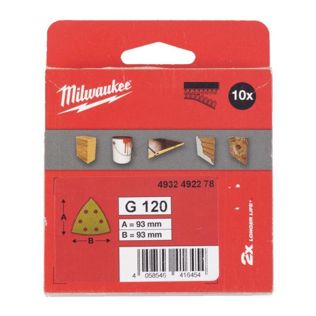 Папір шліфувальний HP MILWAUKEE, 93х93х93мм HL, зерно 120, (10шт) (4932492278)
