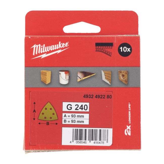 Папір шліфувальний HP MILWAUKEE, 93х93х93мм HL, зерно 240, (10шт) (4932492280)