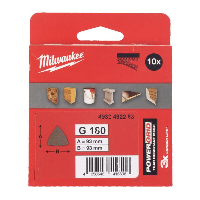 Сітка шліфувальна PG Mesh HL MILWAUKEE, 93х93х93мм, зерно 240, (10шт) (4932492284)