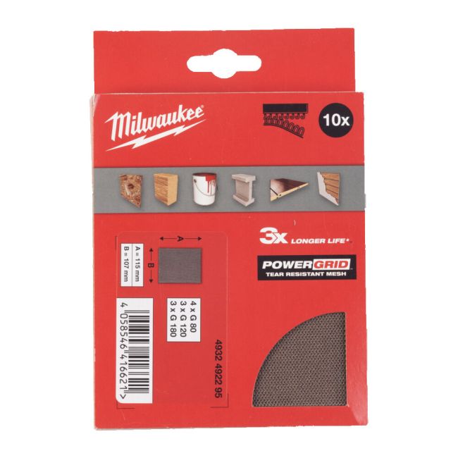 Набір сіток шліфувальних PG Mesh HL MILWAUKEE, 115х107мм, (10шт) (4932492295)