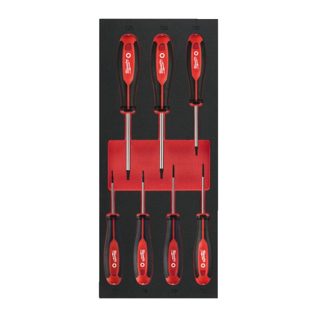 Ложемент з викрутками MILWAUKEE з тригранною рукояткою, TORX (7шт) (45х175,8х417мм) для візків (4932492391)