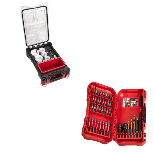 Набір коронок Milwaukee 10 предметів в PACKOUT + набір свердел SHOCKWAVE 40 предметів (4932492534)