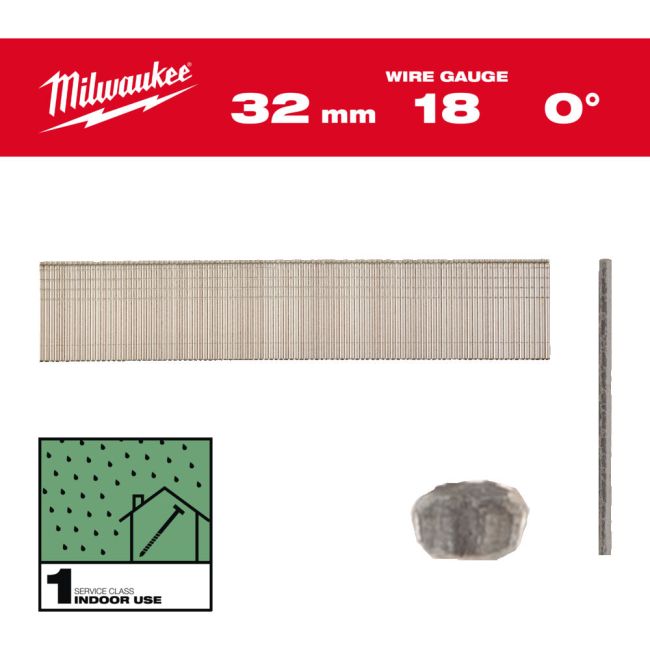 Цвяхи оцинковані вкриті смолою з Т-образною головкою MILWAUKEE, 18G/0 градусів/32мм, (5000шт) (4932492553)