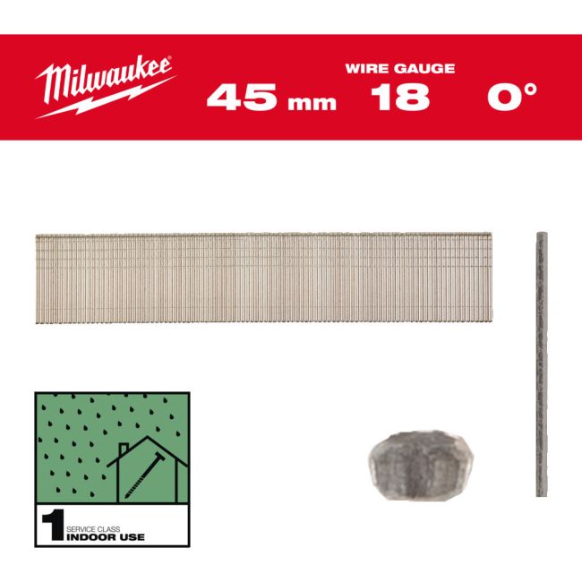 Цвяхи оцинковані вкриті смолою з Т-образною головкою MILWAUKEE, 18G/0 градусів/45мм, (5000шт) (4932492555)