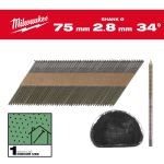 Цвяхи з кільцевою накаткою та D-образною головкою MILWAUKEE 2,8/34 градуси/75мм (2200шт) (4932492602)