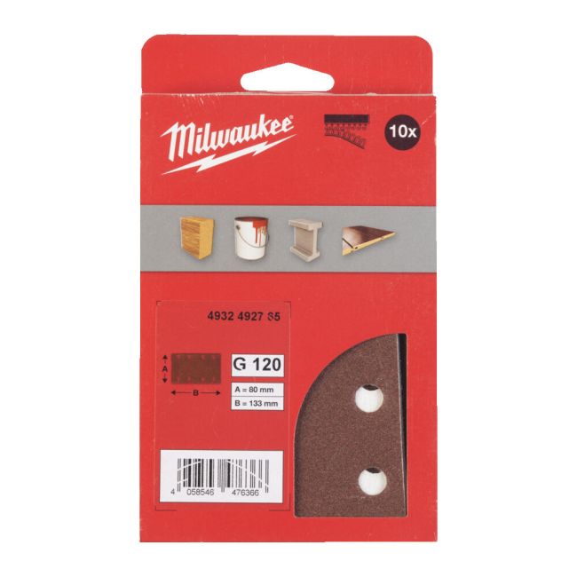 Папір шліфувальний MILWAUKEE, 80x133мм HL, зерно 120, (10шт) (4932492765)