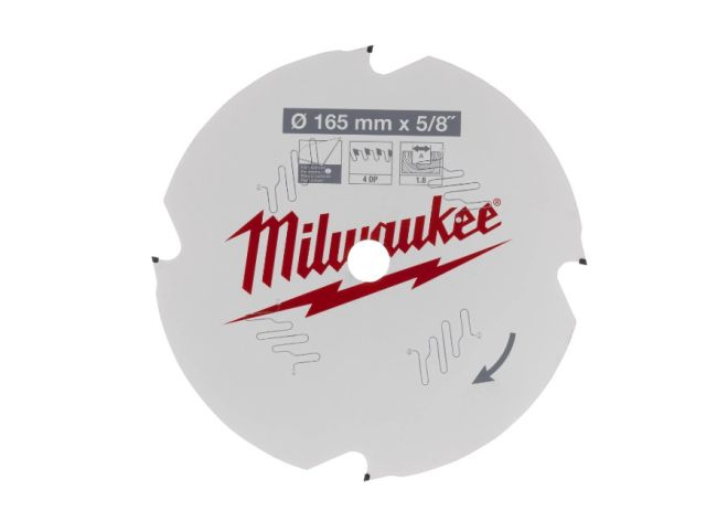 Диск пиляльний по фіброцементу PFTE MILWAUKEE, діаметр 165х5/8х1,8мм, 4 зуб. (4932493217)