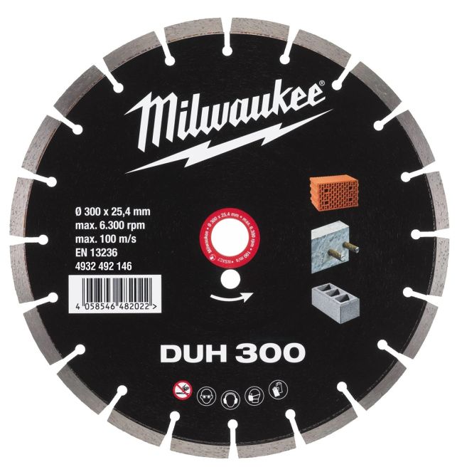 Диск алмазний MILWAUKEE DUH 300, діаметр 300мм (залізобетон, цегла) (4932493331)