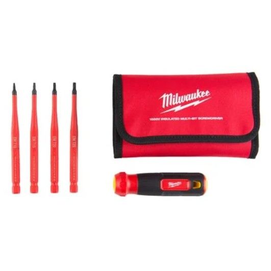 Набір викруток прецезійних ізольованих VDE MILWAUKEE 4-в-1 (рукоять VDE + 4 біти TORX VDE, текстильний чохол) (4932493658)