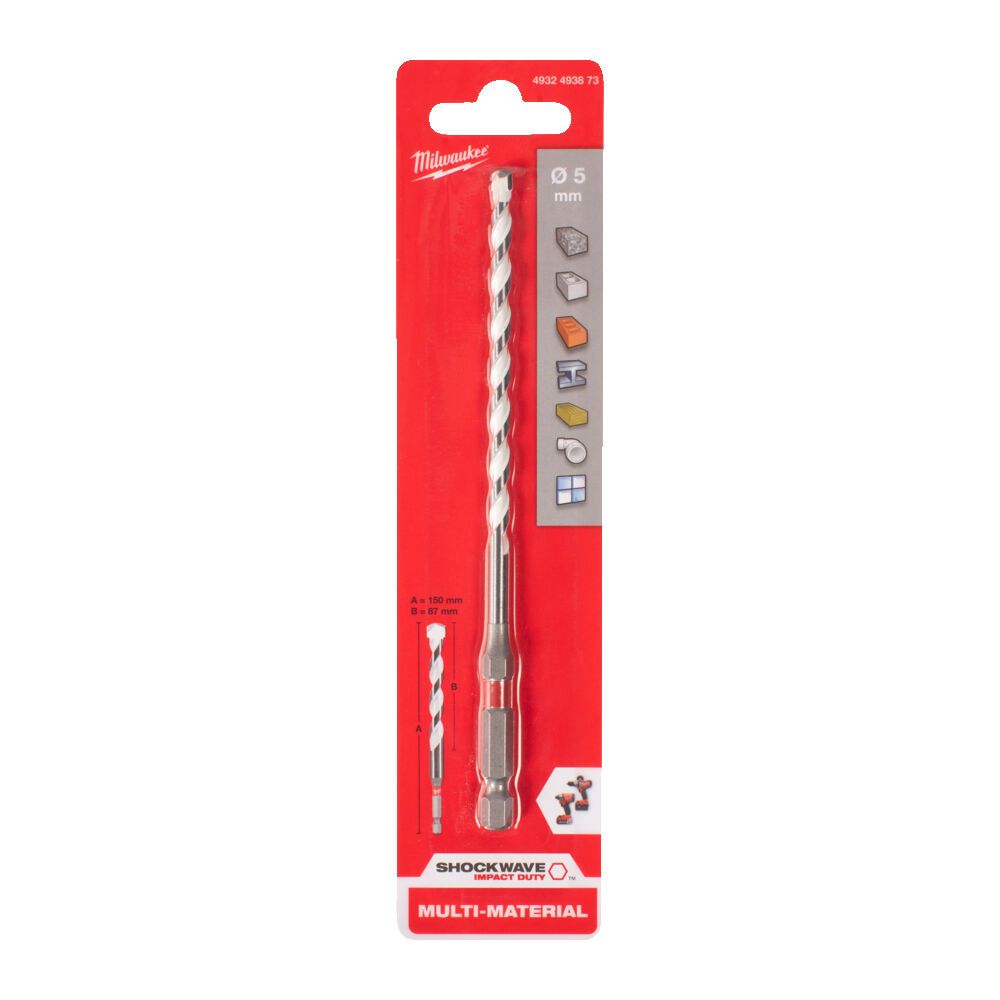 Свердло по мультіматериалам ShW HEX MILWAUKEE, діаметр 5,0x150х90мм (4932493873)