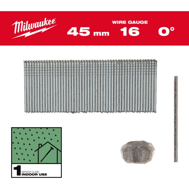 Цвяхи оцинковані з Т-образною головкою MILWAUKEE, 16G/0 градусів/45мм, (2500шт) (4932498315)