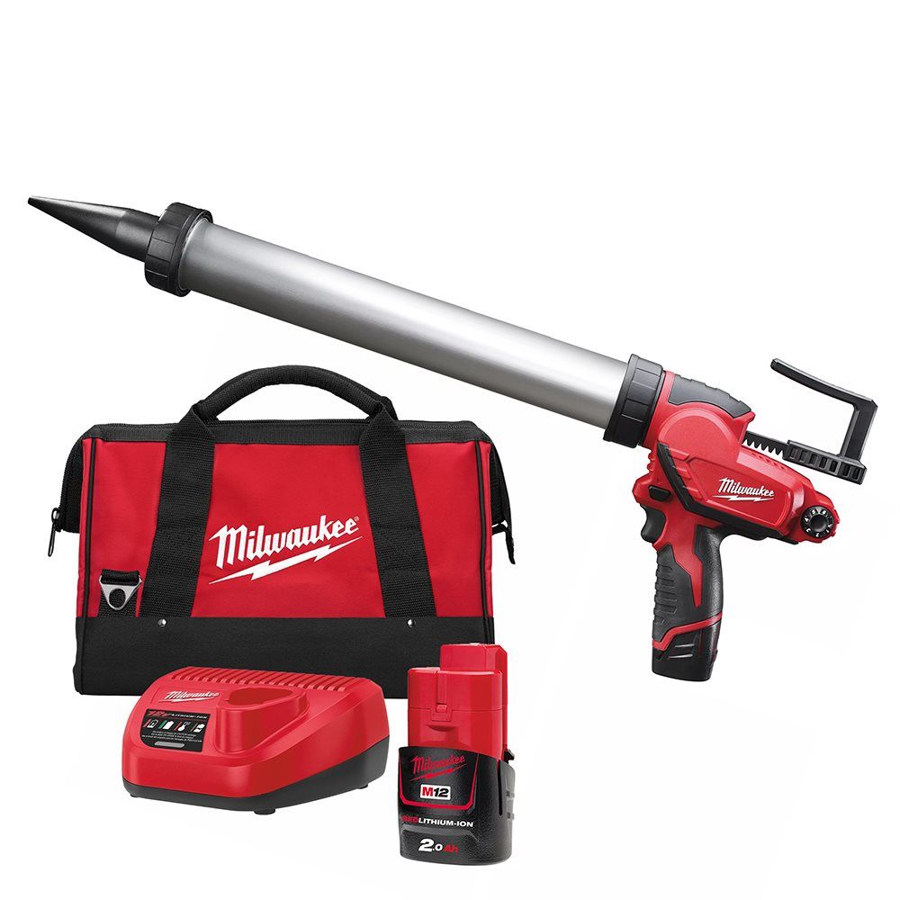 Пістолет для герметиків акумуляторний MILWAUKEE, M12 PCG/600A-201B, 600мл (зарядний пристрій С12 С, 1 акумулятор М12 В2 2Ач, алю (4933441670)