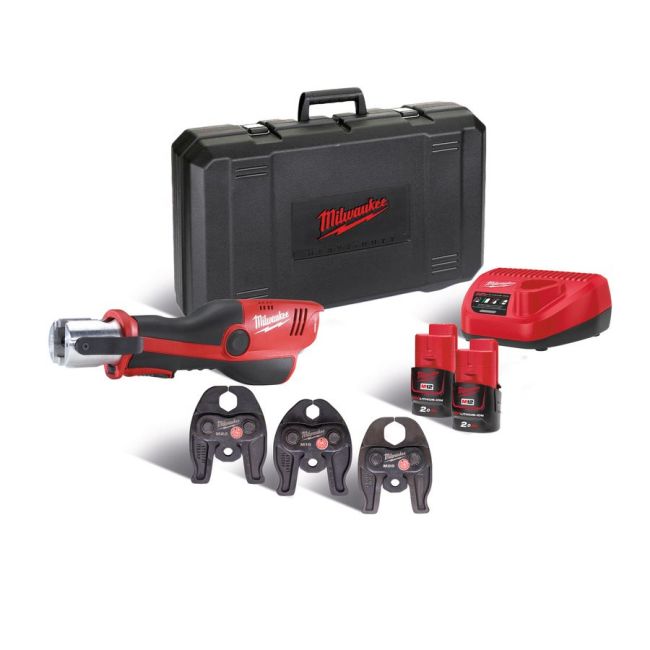 Обтискач гідравлічний акумуляторний для труб MILWAUKEE, M12 HPT-202C M-SET (зарядний пристрій С12 С, 2 аккумулятори М12 В2 2Аг, (4933443095)