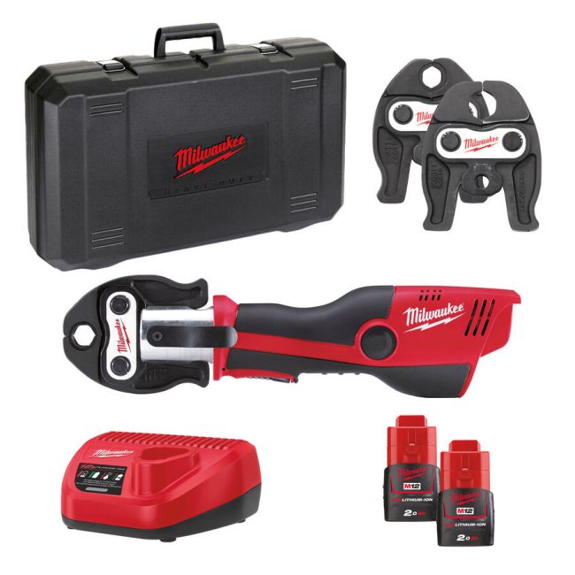 Обтискач гідравлічний акумуляторний для труб MILWAUKEE, M12 HPT-202C V-SET (зарядний пристрій С12 С, 2 акумулятори М12 В2 2Аг, а (4933443100)