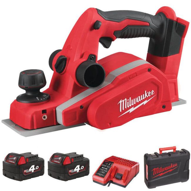 Рубанок акумуляторний MILWAUKEE, M18 BP-402C, 82мм (зарядний пристрій М12-18 С, 2 акумулятори М18 В4 4Аг, кейс) (4933451114)
