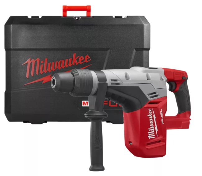 Перфоратор акумуляторний безщітковий SDS-MAX MILWAUKEE, M18 CHM-0, 6Дж (каркас, бічна рукоять, обмежувач глибини, кейс) (4933451362)