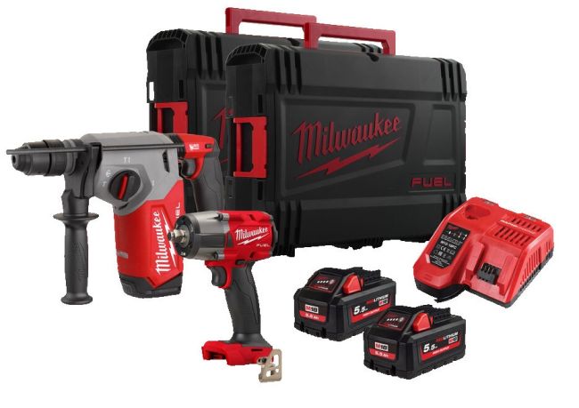 Набір з двох інструментів безщіткових акумуляторних M18 FPP2BA-552X POWER PACK MILWAUKEE (Перфоратор SDS-PLUS M18 FUEL FHX-0, га (4933481023)
