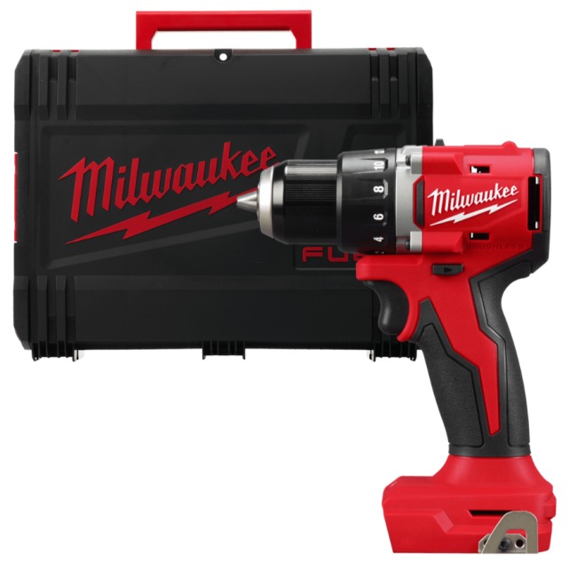 Дриль-шуруповерт акумуляторний безщітковий MILWAUKEE, M18 BLDDRC-0X, 60,5Нм (каркас, кліпса для ременя, HDкейс) (4933492832)