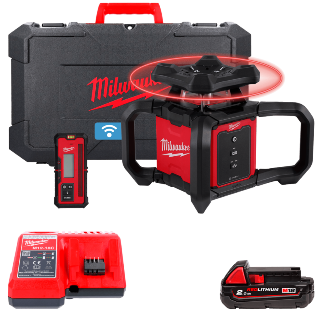 Рівень лазерний ротаційний акумуляторний MILWAUKEE M18 RLOH600-201C 600м (4933493191)