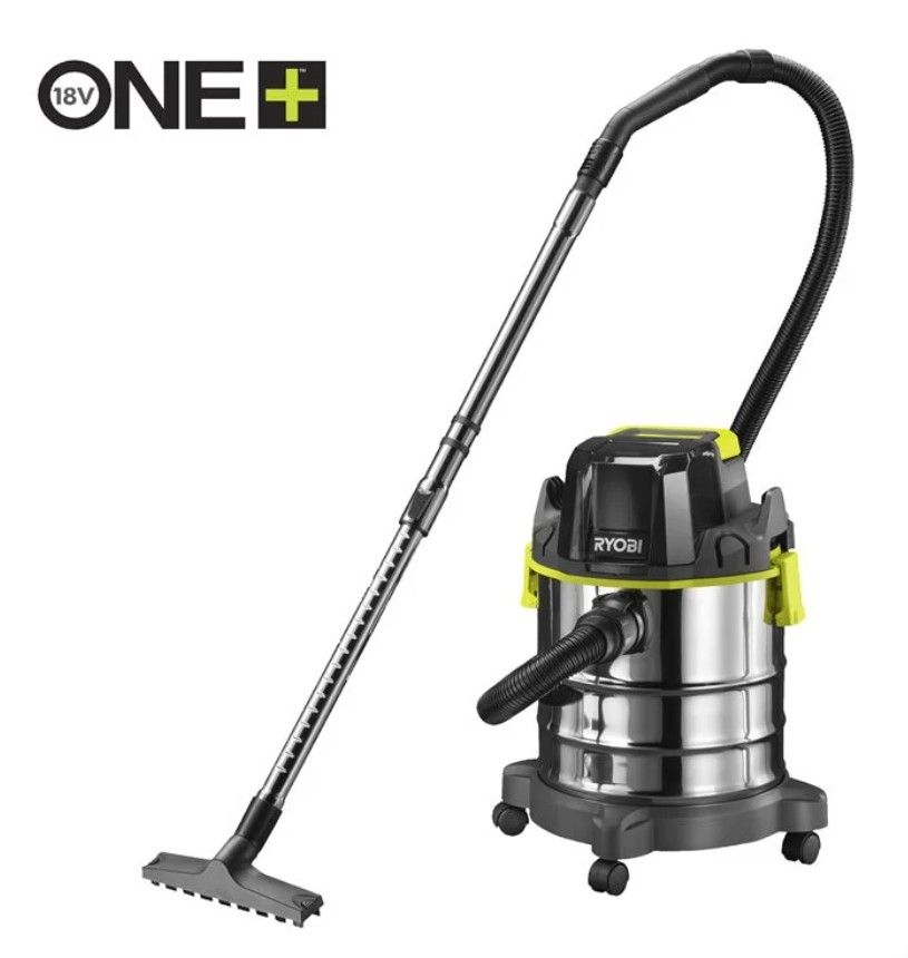 Пилосос акумуляторний будівельний RYOBI R18WDV-0 ONE+ (+ Всмоктуючий шланг, ручка, телескопічна штанга, насадка для підлоги, щіл (5133004724)