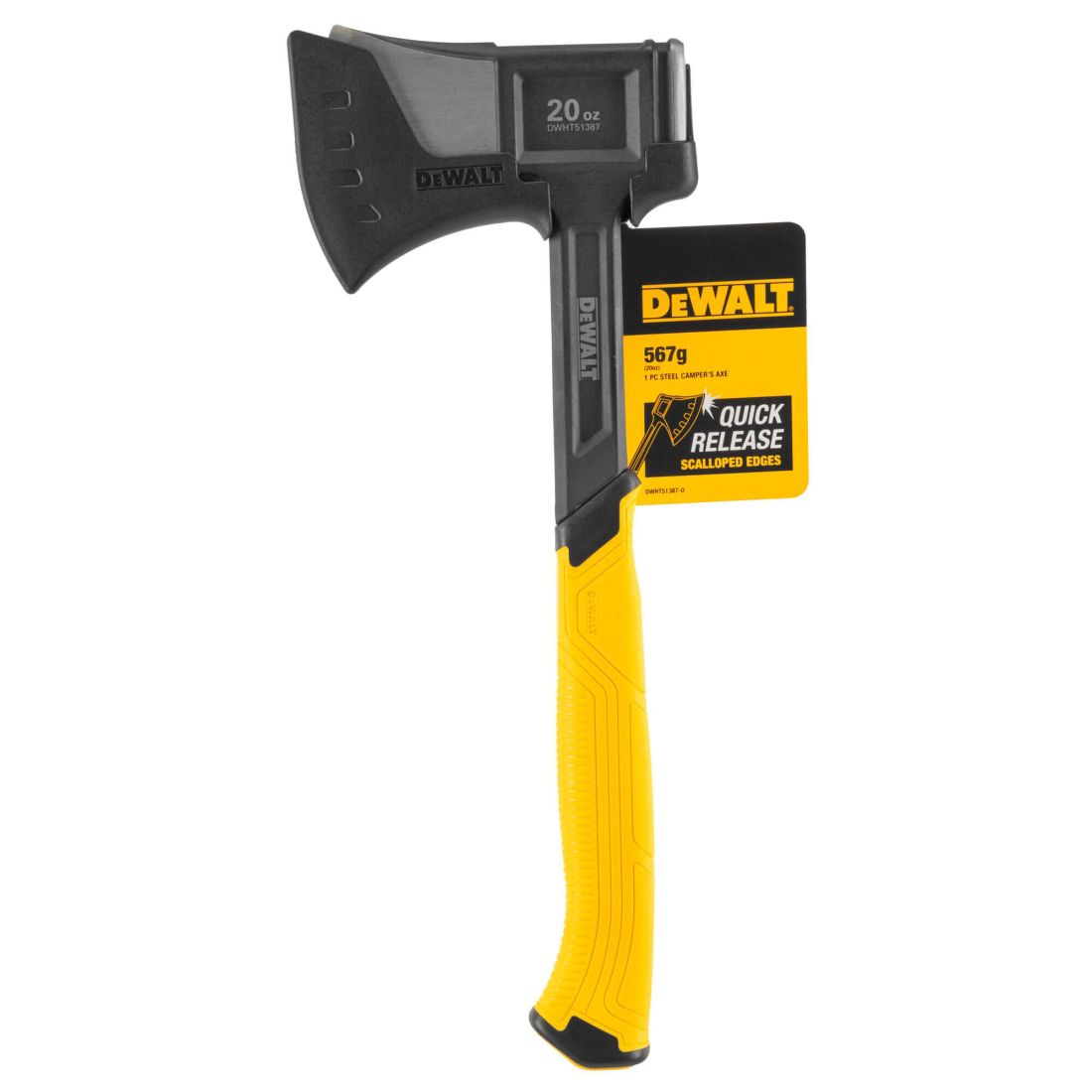 Сокира туристична суцільнометалева вагою 990 грам з чохлом DeWALT DWHT51387-0