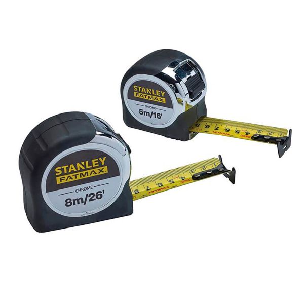 Рулетки вимірювальні FatMax®, 5м/16х25мм + 8/26х25, в хромованому корпусі STANLEY FMHT43041-0
