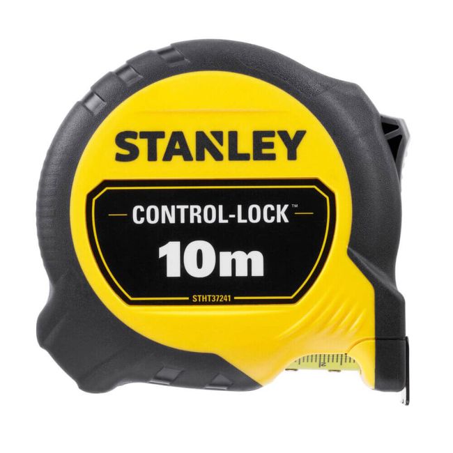 Рулетка вимірювальна CONTROL-LOCK довжиною 10 м, шириною 25 мм, в обгумованому корпусі, з подвійною шкалою STANLEY STHT37241-3